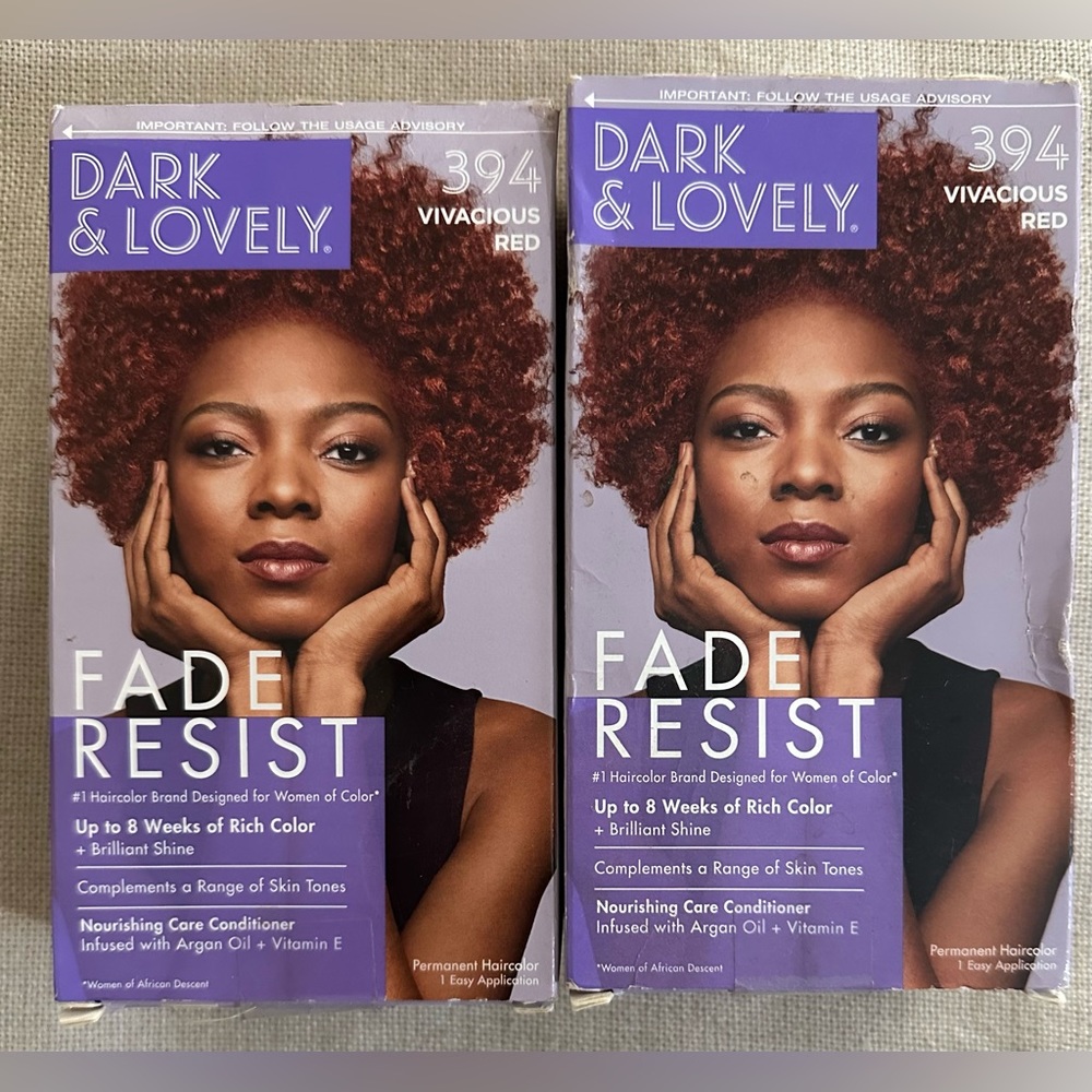 Dark & Lovely #394 Vivacious Red, Permanent Hair Color Fade resist lot of 2